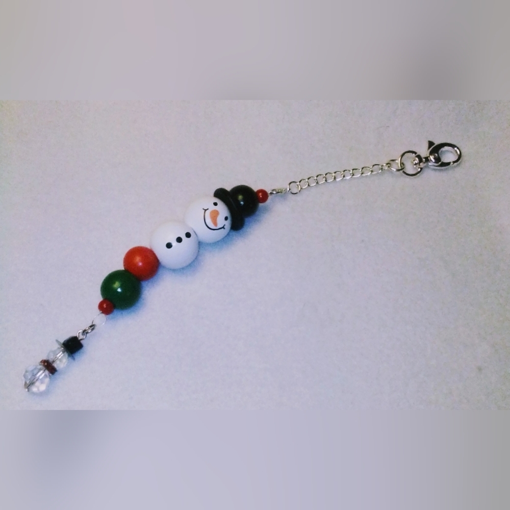 Snowman Beaded A5/A6 Binder Charm Handmade